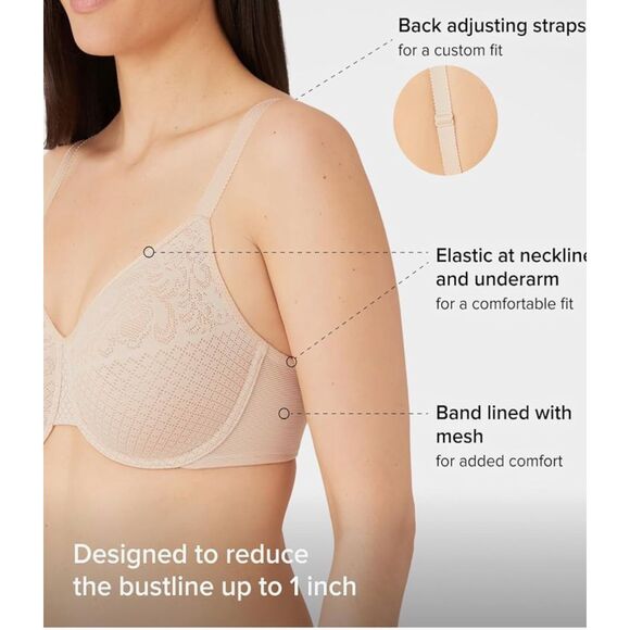 Wacoal dark teal Visual Effects Minimizer bra STYLE 857210 size 40D - Picture 6 of 12